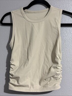 lululemon athletica Cream Ribbed Side-Ruched Tank